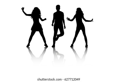 vector, silhouette of dancing people