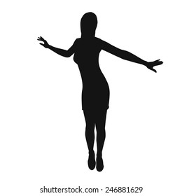 Vector silhouette of dancing women