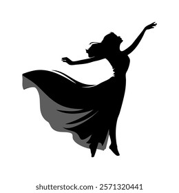 Vector Silhouette Of a Dancing Women