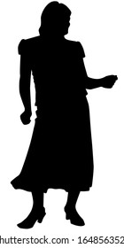 Vector silhouette of a dancing young woman. Vector girl illustration