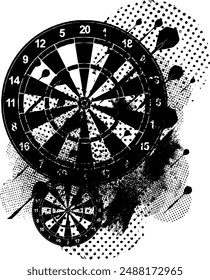 Vector Silhouette Dart - Background Abstract Grunge Design Illustration with Elements - Template - Tournament - Darts Steel Darts