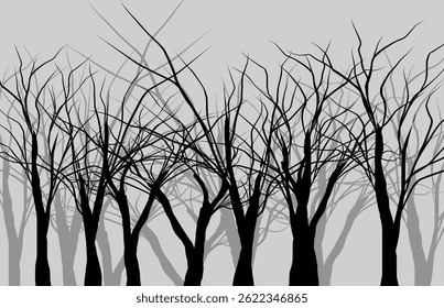 vector silhouette of dead tree