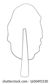Vector silhouette of deciduous tree. Stylized contour for logo design, clothing decoration, tattoo or greeting card. Isolated stock illustration on a white background.