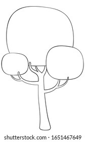 Silueta vectorial de árbol divino. Contorno estilizado para el diseño del logo, decoración de ropa, tatuaje o tarjeta de saludo. Ilustración aislada en fondo blanco.
