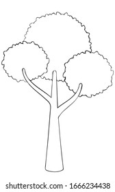 Vector silhouette of deciduous tree. Stylized contour for logo design, clothing decoration, tattoo or greeting card. Isolated stock illustration on a white background.