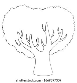 Silueta vectorial de árbol divino. Contorno estilizado para el diseño del logo, decoración de ropa, tatuaje o tarjeta de saludo. Ilustración aislada en fondo blanco.
