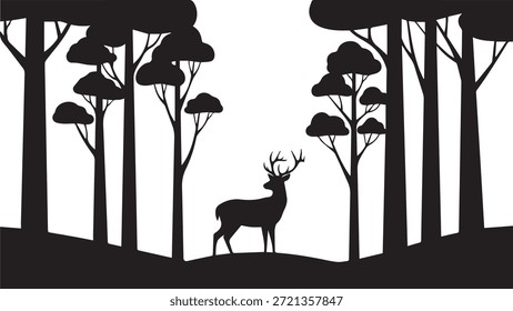 Vektor Silhouette eines Hirsches im Wald
