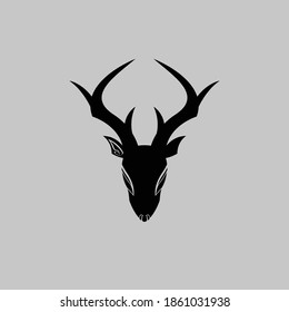 
vector silhouette of deer head with perfect antlers, perfect for logo or tattoo designs