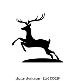 Vector silhouette of a deer on a white background. Flat design.