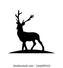 Vector silhouette of a deer on a white background. Flat design.