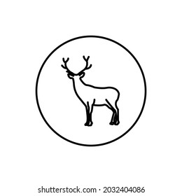 vector silhouette deer on white background.
