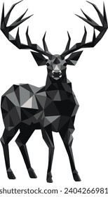 Vector silhouette of a deer on a white background with a beautiful body design made of polygons with an attractive and stunning design