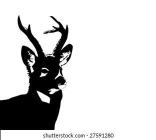 silueta vectorial del ciervo sobre fondo blanco