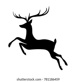 Silueta vectorial de ciervo sobre fondo blanco. Diseño plano.