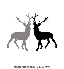 Vector silhouette of a deer on a white background. Flat design.