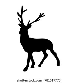 Vector silhouette of a deer on a white background. Flat design.
