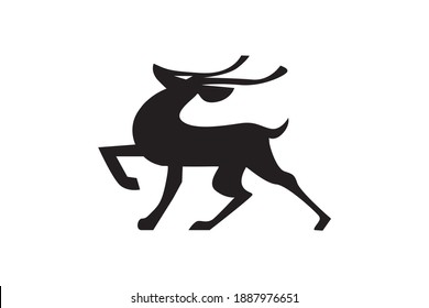 vector silhouette of deer, running deer, running deer, perfect for logo design, industrial as well as clothing