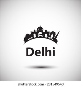 Vector silhouette of Delhi India. City skyline.