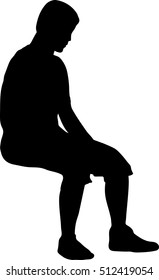 Vector silhouette of depressed young man in lonely mood.