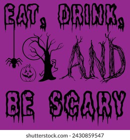 Vector Silhouette Design Asset for Halloween - Horror Quotes, Bat, Pumpkin, Haunted House Logo, Mascot, Sticker, Clipart, T-Shirt