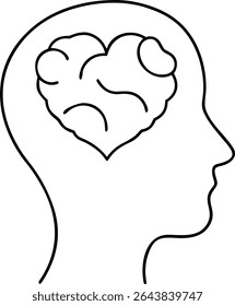 Vector silhouette design depicting a brain and a heart combined concept.