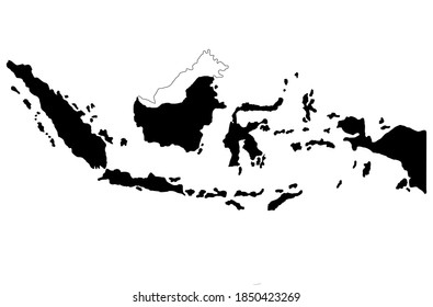 vector silhouette design of Indonesia country map on white background