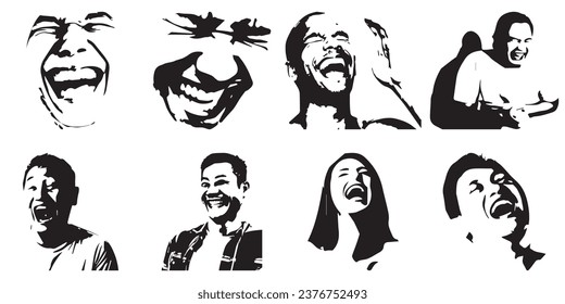 vector silhouette design template Fun celebration of friends with excited laughter