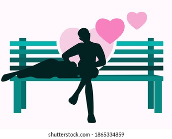vector silhouette design with the theme of romantic couple, with the right color combination, can be used for wall decoration, background, flyers, book covers, articles, magazines, greeting cards, Val