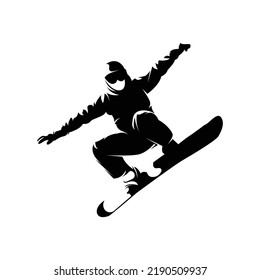 Vector silhouette of detail of snowboarding. Silhouettes of snowboarder isolated on white background