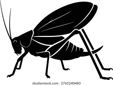 Vector silhouette detailed grasshopper insect wildlife nature agriculture pest simple design