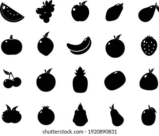 Vector silhouette of different fruit stock illustration isolated in white background