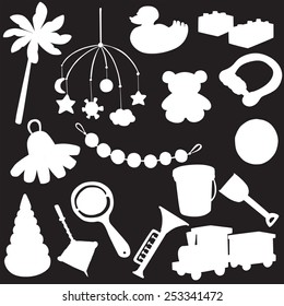 vector silhouette of different toys
