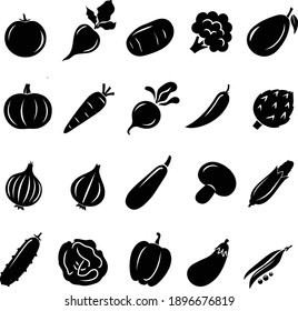 Vector silhouette of different vegetables stock illustration