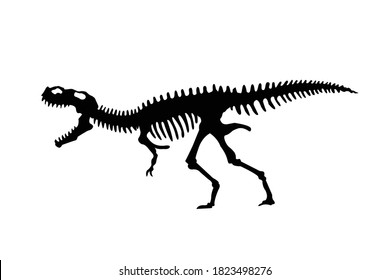 Vector Silhouette Dinosaurs Skeleton Hand Drawn Stock Vector (Royalty ...