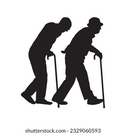Silueta vectorial de personas con discapacidad en un vector de fondo blanco