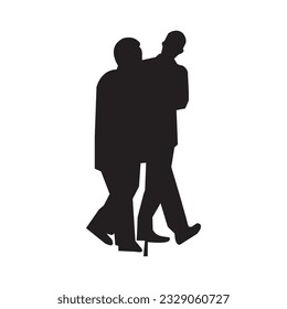 Silueta vectorial de personas con discapacidad en un vector de fondo blanco