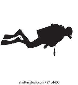 Vector Silhouette Of Diver