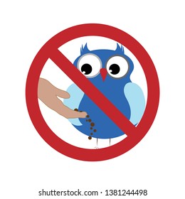 Vector silhouette of do not feed the bird ban mark on a white background. Symbol of animal,warning,poultry.