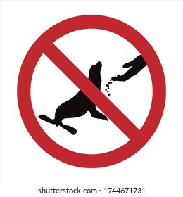 Vector silhouette of do not feeding sea lion mark on white background. Symbol of prohibition.