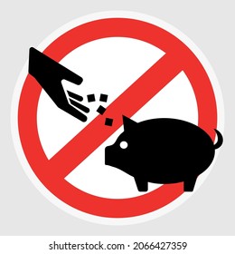 Vector silhouette of do not feeding pig mark on white background. Symbol of prohibition.