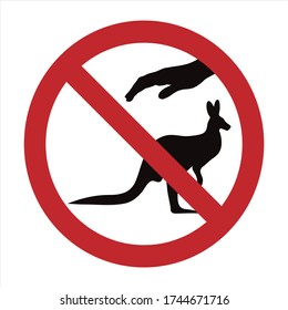 Vector silhouette of do not touch kangaroo mark on white background. Symbol of prohibition.