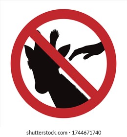 Vector silhouette of do not touch giraffe mark on white background. Symbol of prohibition.