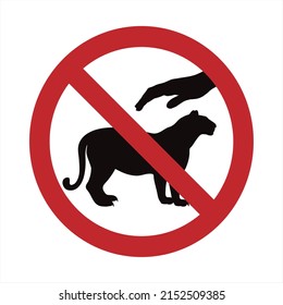 Vector silhouette of do not touch tiger mark on white background. Symbol of prohibition.