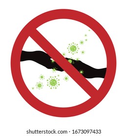 Vector silhouette of do not virus and bacteria on white background. Symbol of healthy and sick. Danger of coronavirus.
