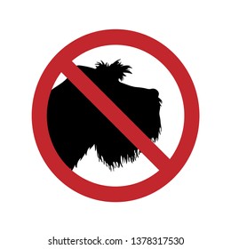 Vector silhouette of dog ban mark on a white background. Symbol of animal, pet, warning.