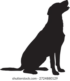 Vector silueta de un perro en negro. Forma animal simple aislado en el fondo blanco. Ideal para conceptos de mascotas, logotipos, iconos, diseño veterinario, carteles y marcas.