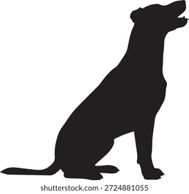 Vector silueta de un perro en negro. Forma animal simple aislado en el fondo blanco. Ideal para conceptos de mascotas, logotipos, iconos, diseño veterinario, carteles y marcas.