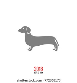 Vector silhouette of dog breed, dog logo icon isolated on white background. The year of dog on chinese calendar. Happy Chinese New Year 2018