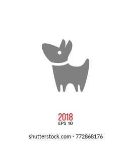 Vector silhouette of dog breed, dog logo icon isolated on white background. The year of dog on chinese calendar. Happy Chinese New Year 2018