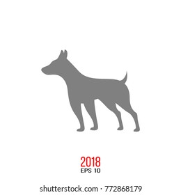 Vector silhouette of dog breed, dog logo icon isolated on white background. The year of dog on chinese calendar. Happy Chinese New Year 2018